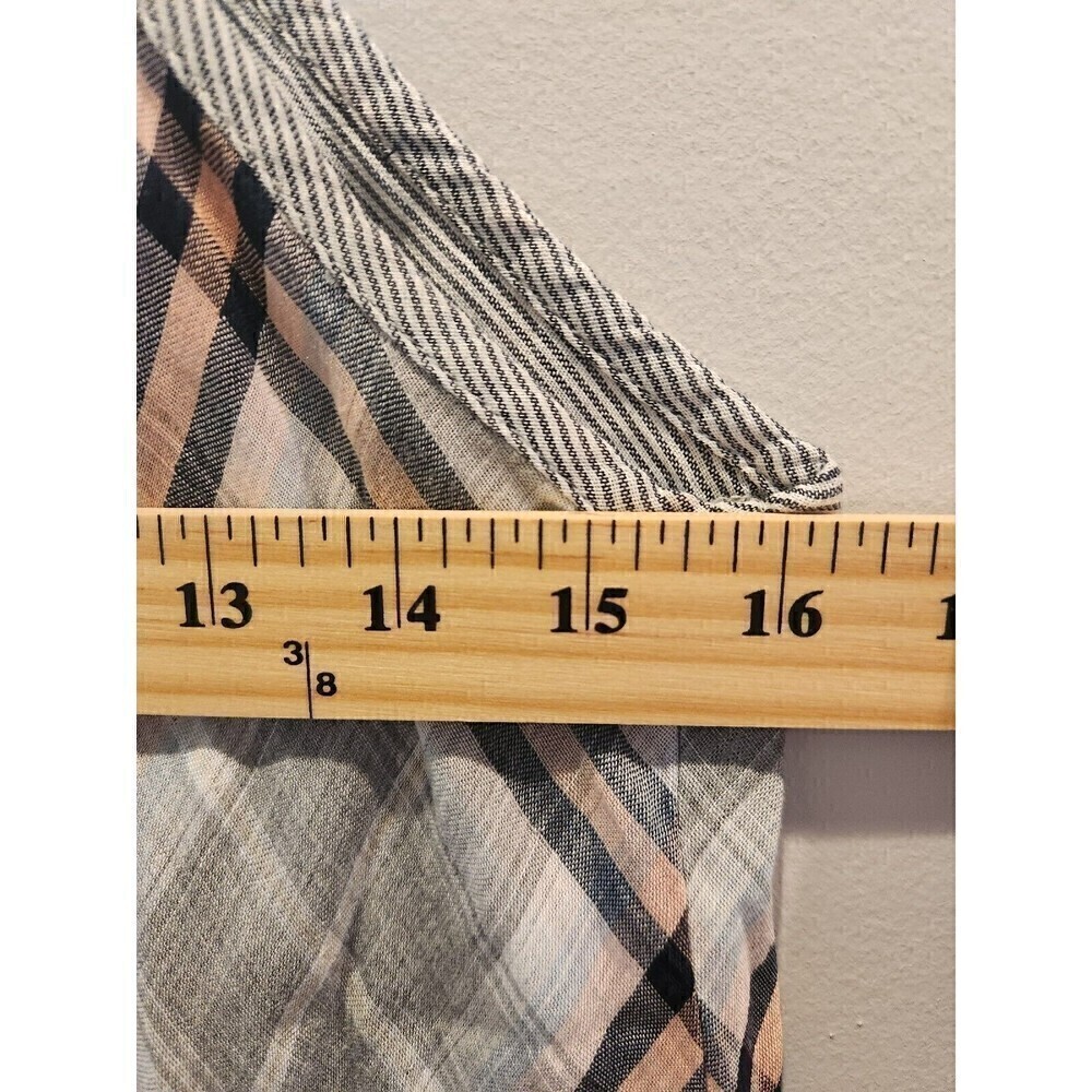 Bella Dahl Anthroplogie Plaid Spaghetti Strap Tank Sz M button closure high low - Picture 8 of 10